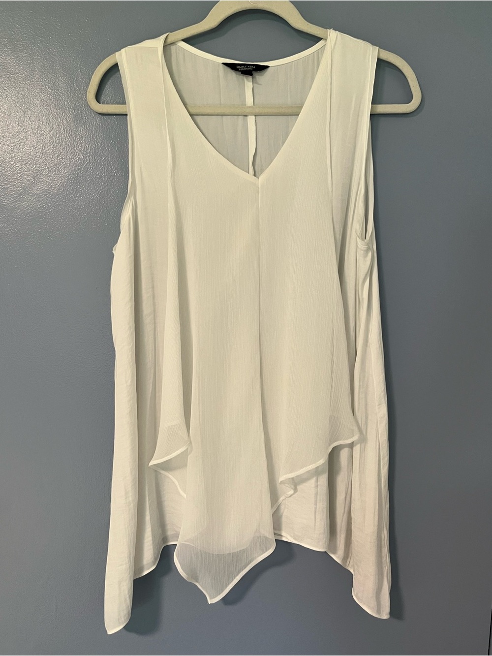 Simply Vera Vera Wang White Layered V-Neck Sleeveless Top Size Large